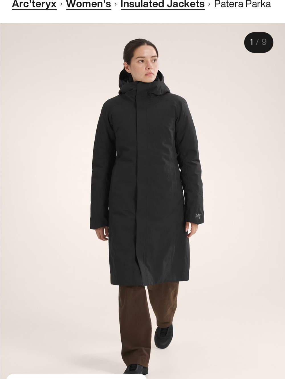 Arc'teryx Women's Black Long Hooded Puffer Coat
